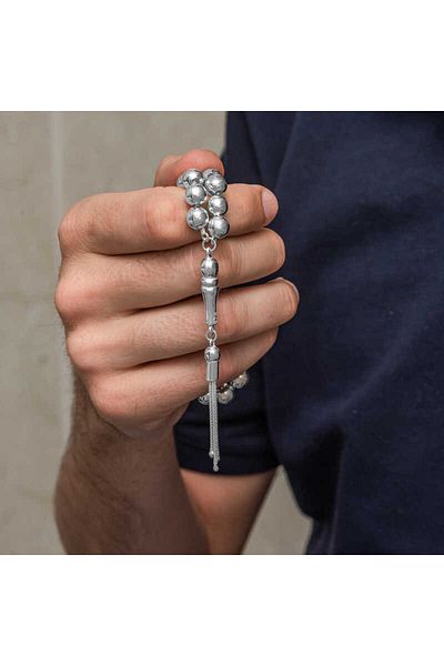 norsary Silver Globe Cut 7 mm Men's Prayer Beads