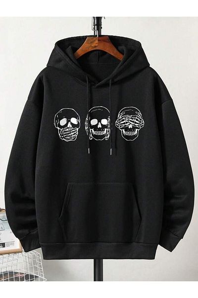 Boi Originals Minimal Sweatshirt - Μαύρη στάμπα Oversize Χοντρή κουκούλα