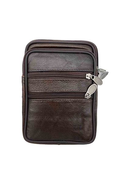 Micutz Men's Belt Bag Made of Genuine Cowhide Leather, Brown, Dark Brown, 18x13x3.5cm, Dark Brown