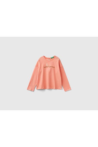 United Colors of Benetton Girls' Long Sleeve T-Shirt with Round Neck and Print