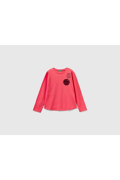 United Colors of Benetton 100% Cotton Long Sleeve Shirt for Kids with Glitter