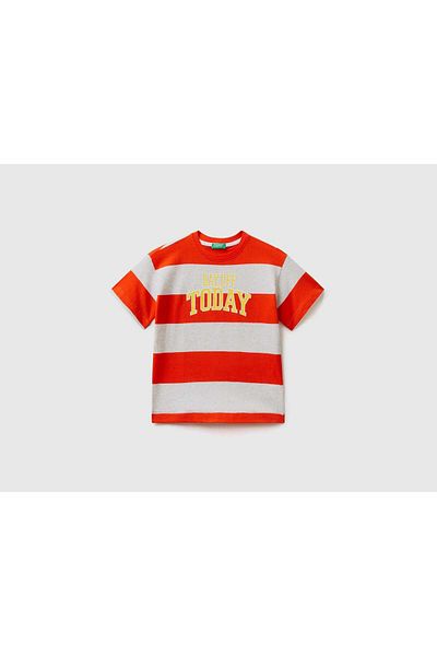 United Colors of Benetton Striped Kids' T-Shirt with Print