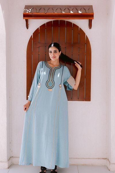 AFandina جلابية كتان بأناقة طبيعية ولمسة عصرية