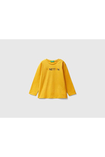 United Colors of Benetton تي شيرت أطفال بأكمام طويلة من القطن العضوي