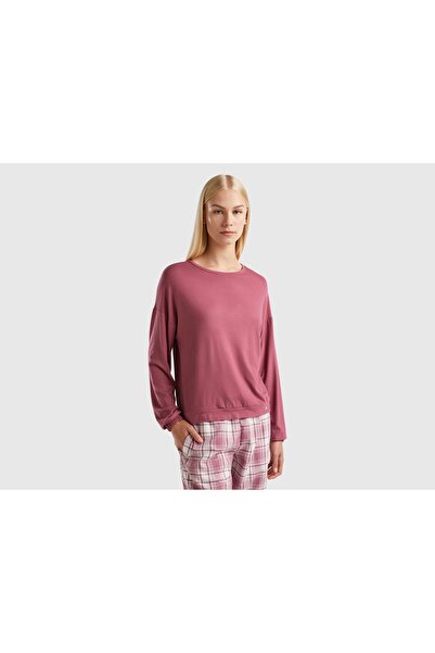 United Colors of Benetton Women's Long Sleeve Solid Viscose-Blend T-Shirt