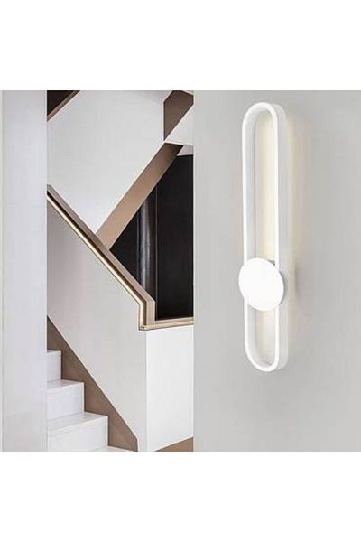 Generic Modern battery-powered wall lamp, white rectangular shape, 3-light color