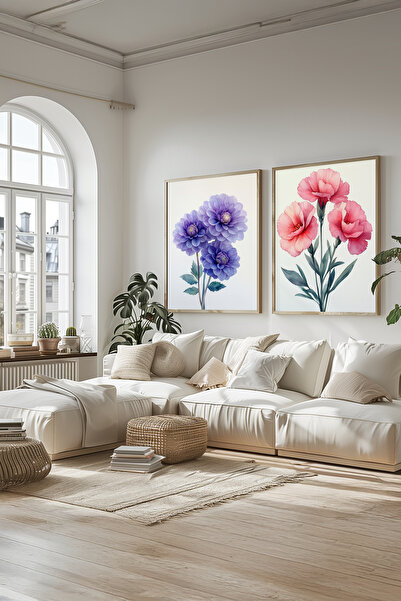 STARYUNA Set de 2 picturi cu flori cu rama din lemn Yuna219