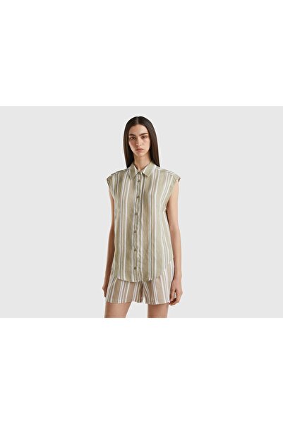 United Colors of Benetton Pure Linen Printed Shirt