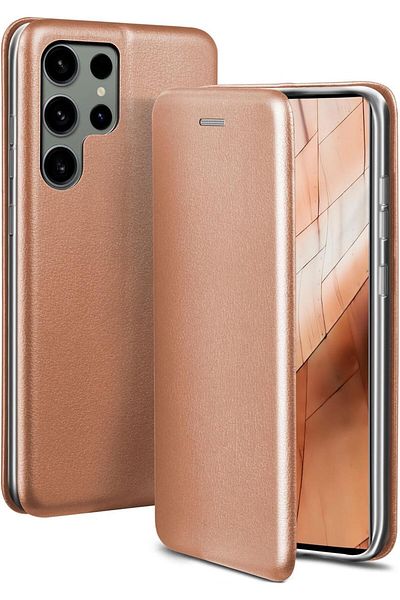 ALC MOBILE Magnetic Flip Cover Case compatible with, Samsung Galaxy S24 Ultra, Gold
