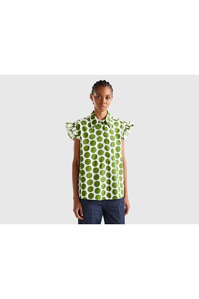 United Colors of Benetton Women's Sleeveless Polka Dot Shirt