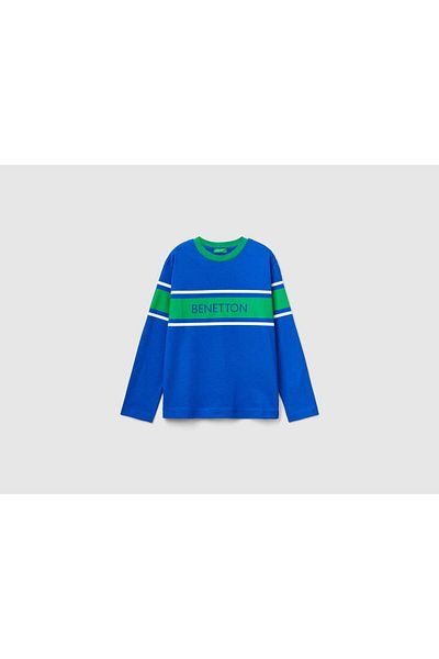 United Colors of Benetton Kids' T-Shirt with Round Neck, Loose Fit, Featuring Logo