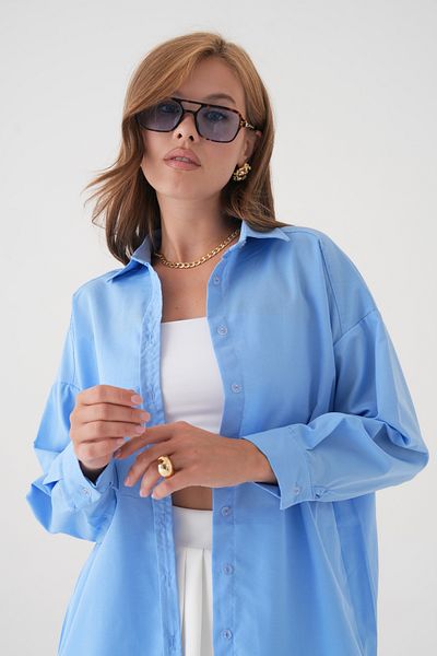 QAWWA Cămașă pentru femei 100% bumbac și cămașă cu croiala largi și cămașă și bluză din bumbac oversize cu mâneci lungi și îmbrăcăminte de vară