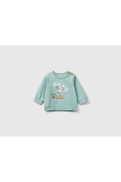 United Colors of Benetton تي شيرت بطبعة حيوانية للأطفال الرضع