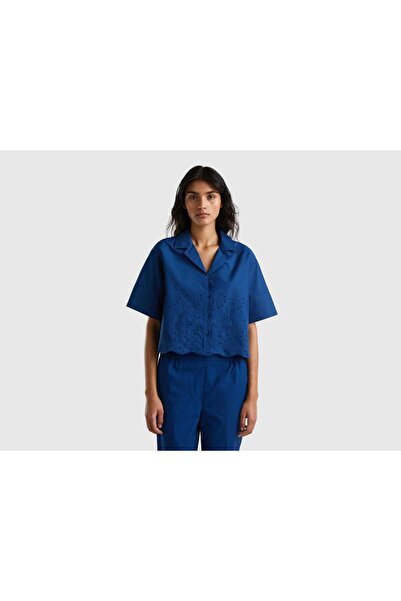 United Colors of Benetton Women's Shirt with English Embroidery