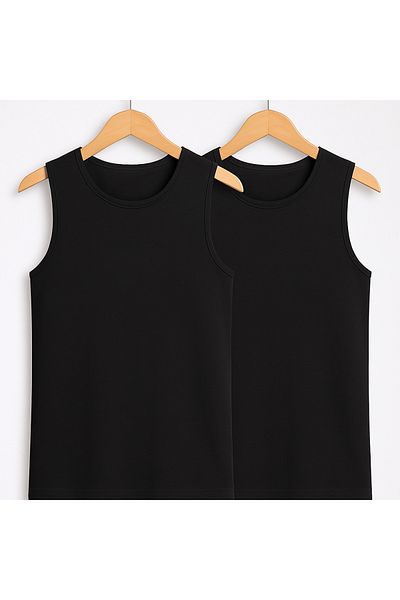 QKK Men's 100% Cotton Rib 2-Piece Crew Neck Sleeveless Body Q2Ik1L1Kk7E.2-Piece