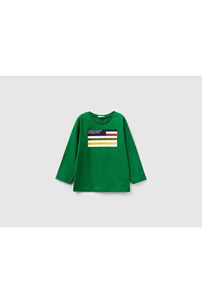 United Colors of Benetton تي شيرت أطفال بأكمام طويلة من القطن العضوي