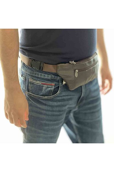 Micutz Men's Waist Bag Made of Genuine Leather, Waterproof, 30 x 11.5 x 2.3 cm, Dark Brown