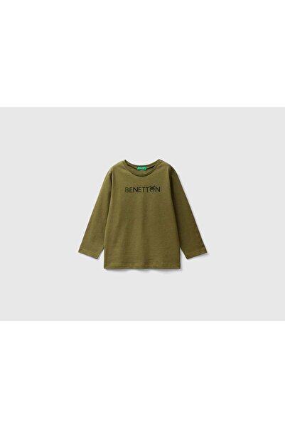 United Colors of Benetton تي شيرت أطفال بأكمام طويلة من القطن العضوي