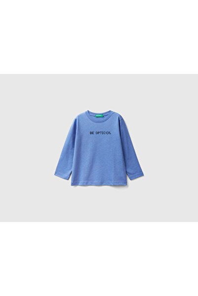 United Colors of Benetton تي شيرت أطفال بأكمام طويلة ورقبة دائرية مطبوعة