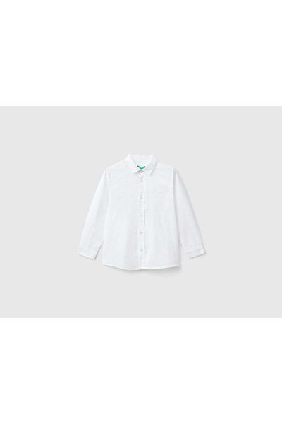 United Colors of Benetton Boys' Classic Collar Long Sleeve Cotton Shirt
