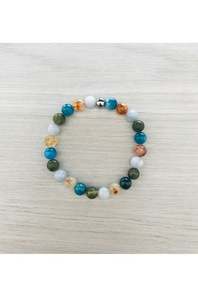 MK tasarım Real; Apatite, Citrine, Aquamarine, Jade Stone Bracelet Mkt063
