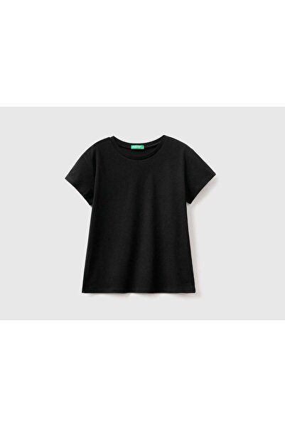 United Colors of Benetton تي شيرت قطني سادة بأكمام قصيرة للأطفال