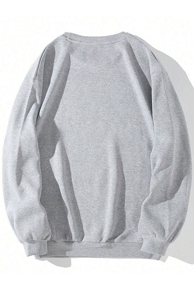 Boi Brooklyn 1631 Χοντρό χειμερινό φούτερ - Γκρι εμπριμέ Oversize Crew Neck