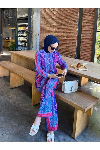 Melike Tatar Melike Tatar Patterned Shirt Set 2370