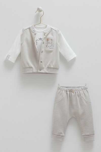 Caramell Baby Boy Blue Vest 3-Piece Set (1-12 Months)