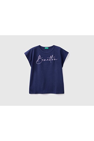 United Colors of Benetton Kids' Glitter Logo Printed T-Shirt