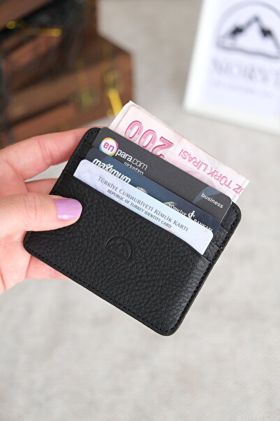 Norvi Leather حافظة بطاقات رفيعة سوداء من الجلد الطبيعي للرجال والنساء 1144