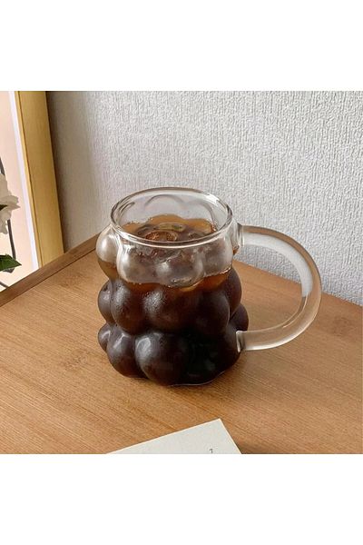 favorin Heat Resistant Borosilicate Grape Glass with Handle |   Coffee and Presentation Cup |   Borosilicate Glass with Handle