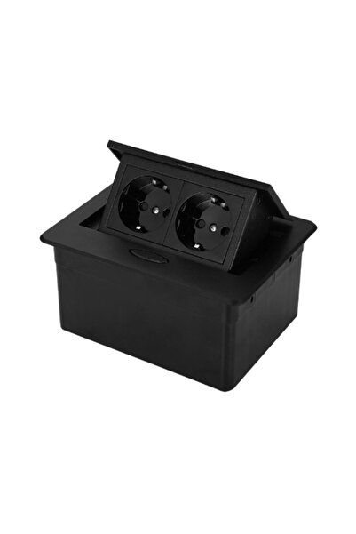 Adsinio Recessed Built-in Socket, Adsinio, 2 Shucko, 1.8m cable, rated current 16A, Aluminum, Black