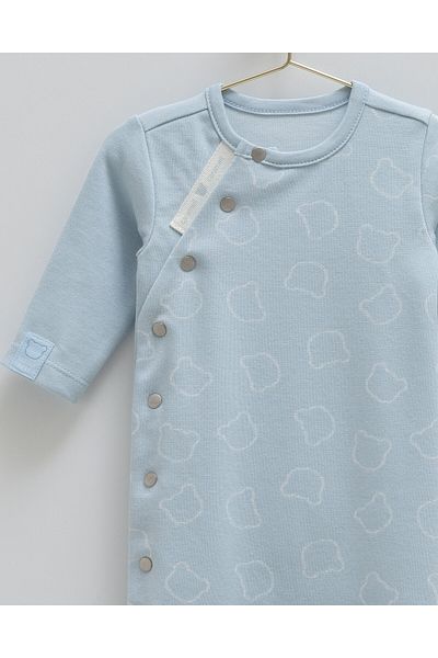 Caramell Baby Boy Romper with Teddy Bear Patterned Booties and Side Snaps (0-6 Months)