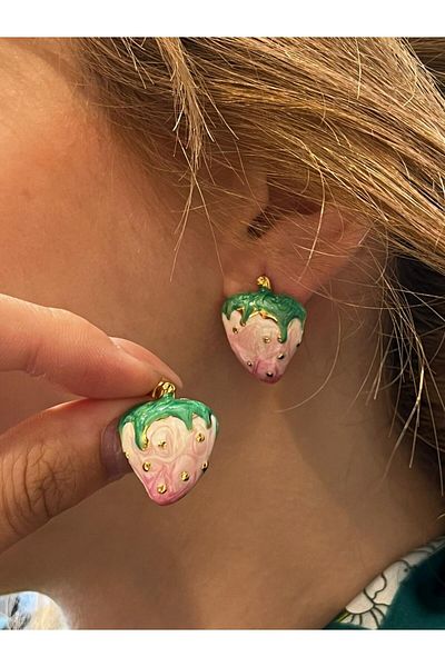 Accessories Hey Cute Pink Strawberry Looking Daily Use Women's Earrings