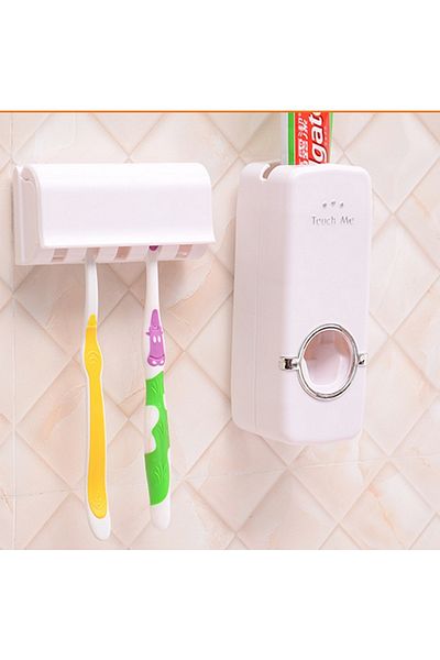 Türkiye High Quality Bathroom Wall Mounted Automatic Hands Free Toothpaste Dispenser Toothbrush Holder