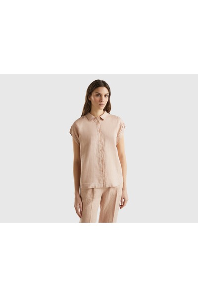 United Colors of Benetton 100% Linen Short Sleeve Shirt