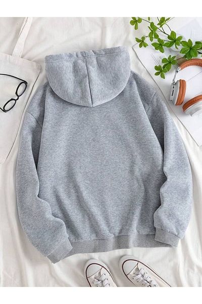 Boi Los Angeles Minimal Sweatshirt - Black Printed Oversize Thick Crew Neck