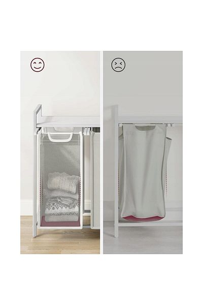 JollyMag Bathroom cabinet, Artool, MDF shelf board, steel frame, 3 laundry compartments, white, 92.5x33x72 cm