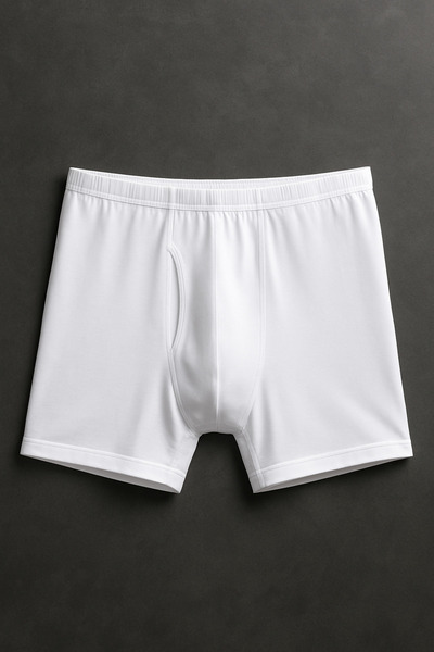 QKK Men's 100% Cotton White Long Johns 2'Li Boxer Underpants Q2İ1K2L5Kk.2L