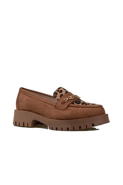 Trend Adımlar Taba Women's Nubuck Leopard Casual Shoes