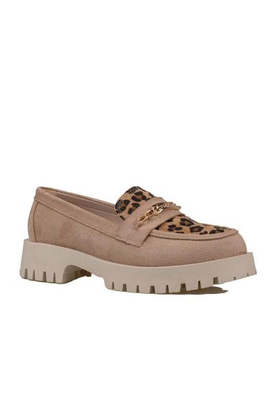 Trend Adımlar Cream Women's Nubuck Leopard Casual Shoes