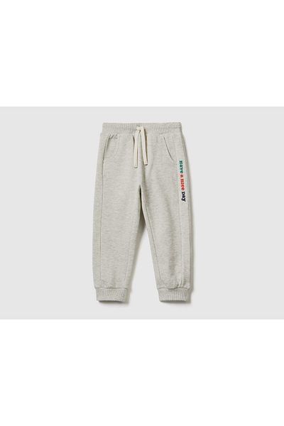 United Colors of Benetton Embroidered Kids' Jogger Pants with High Waist Drawstring
