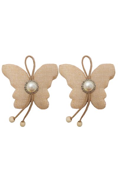 PUFO Set elegant de șnururi pentru perdea sau draperie cu fluture și magnet, 2 buc., crem