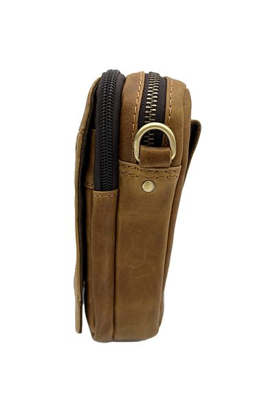 Micutz Men's Belt Bag in Cowhide Leather, Allan Marco, Brown, Dark Brown, Light Brown