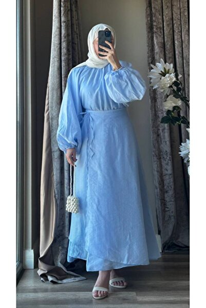 MISEY BOUTIQUE BALON KOL ÜÇLÜ ŞİFON ETEKLİ TAKIM