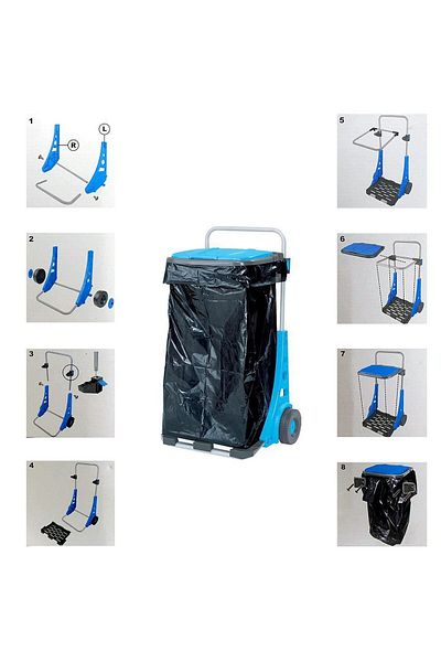 JollyMag Garbage bag holder with wheels for the garden, trolley for transporting garbage bags max 50 kg 120 l