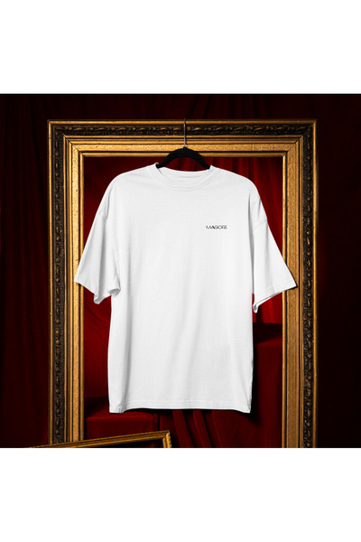 MAGORS Λευκό μπλουζάκι Cosmic Astronaut με στάμπα Unisex Oversize Cut 100% βαμβακερό μαλακό λαιμόκοψη