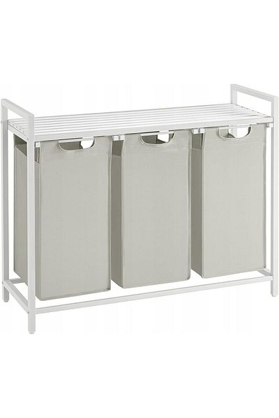 JollyMag Bathroom cabinet, Artool, MDF shelf board, steel frame, 3 laundry compartments, white, 92.5x33x72 cm
