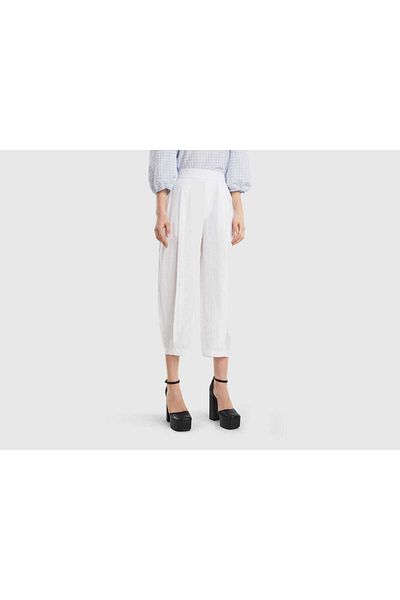 United Colors of Benetton Women's Pure Linen Trousers